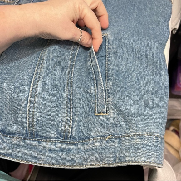 Vintage 90s Dress Barn ruffled trim denim jean button front vest size 3X XXXL - Picture 3 of 7